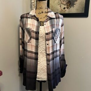 NWT blush/dark purple button-down